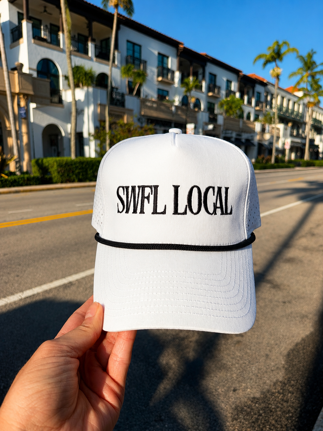 SWFL Local White Performance Rope Hat